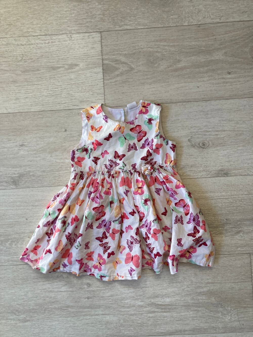 H&M Butterfly Print Baby Girl Dress, Size 12-18M